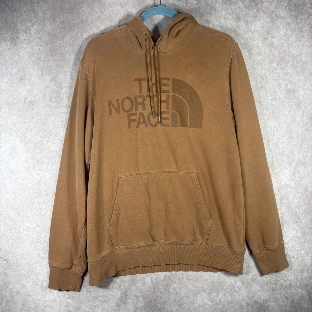 Theā North Face Hoodie Mens Medium Brown Half Dome Logo Pullover Fleece Outdoors